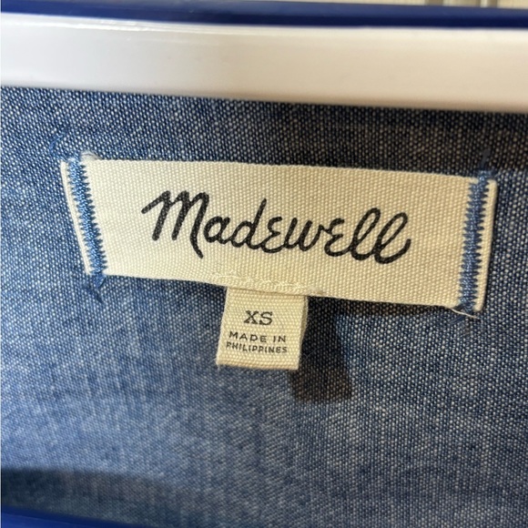 Madewell Womens Chambray Ruffle Yoke Button Up Top XS - Picture 5 of 7